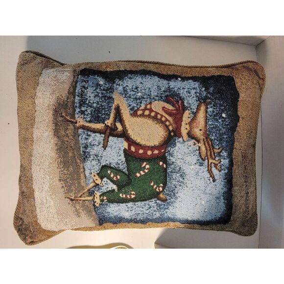 Fashion Home Multicolor Reindeer Holiday Christmas Pillows Set Of 3 Sz 12"x 16" - Picture 4 of 8